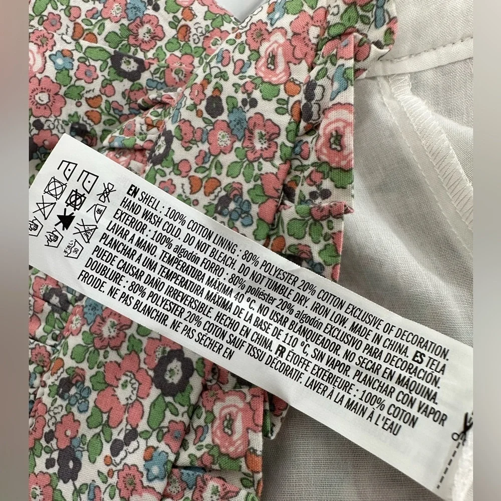 English Factory Micro Floral Ruffle Waist Shorts Red Trim Cottagecore Size Large